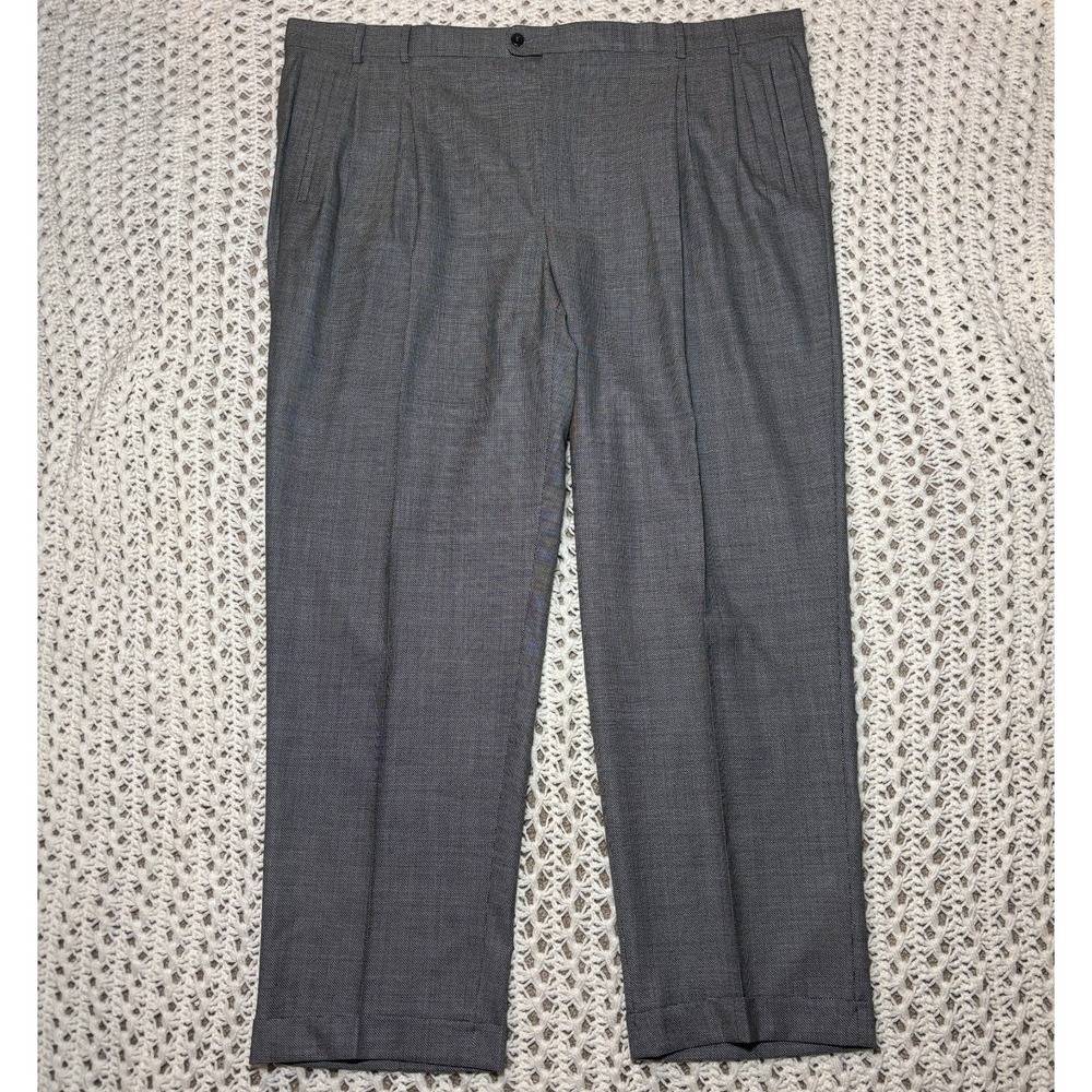 Zanella Nordstrom Gray Microdots Wool Dress Pants Slacks‎ 48x32 Trousers Italy
